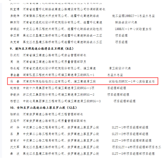 喜報！河南交科院檢驗檢測認(rèn)證有限公司、河南省豫通工程管理咨詢有限公司獲河南省交通運輸廳通報表揚